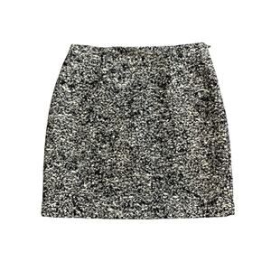 Tahari Skirt Women 2 White Black Wool Blend Stretch Side Zip Inner Lined Mini